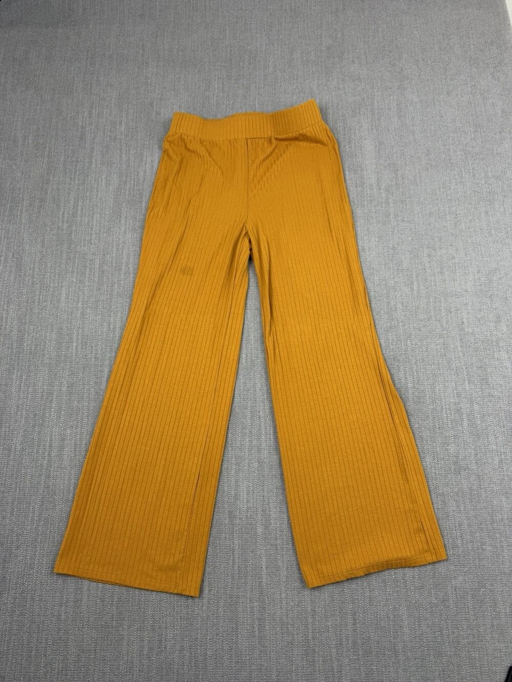Who What Wear Ribbed Knit Wide Leg Pants Women’s Small Mustard Pull On